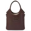 MIU MIU Ivy Graviertes Logo Verstellbarer Abnehmbarer Schultergurt Leder Schulter Umhängetasche Damen Handtaschen Stein 5BA281_2CRW_F0NBL_V_OLN