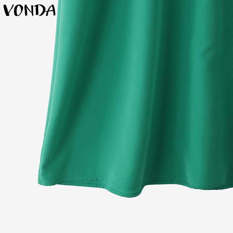 VONDA Elegnat Women Round Neck Batwing Sleeve Baggy Pleated Casual Maxi Dress