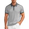 Men's T-shirt: Casual, sporty, loose-fit, two-tone, fine-ribbed, short-sleeved polo shirt with a turn-down collar