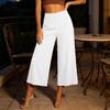 Women's Color Elastic Waist Loose Fit Wide Leg Casual Pants for Daily Wear