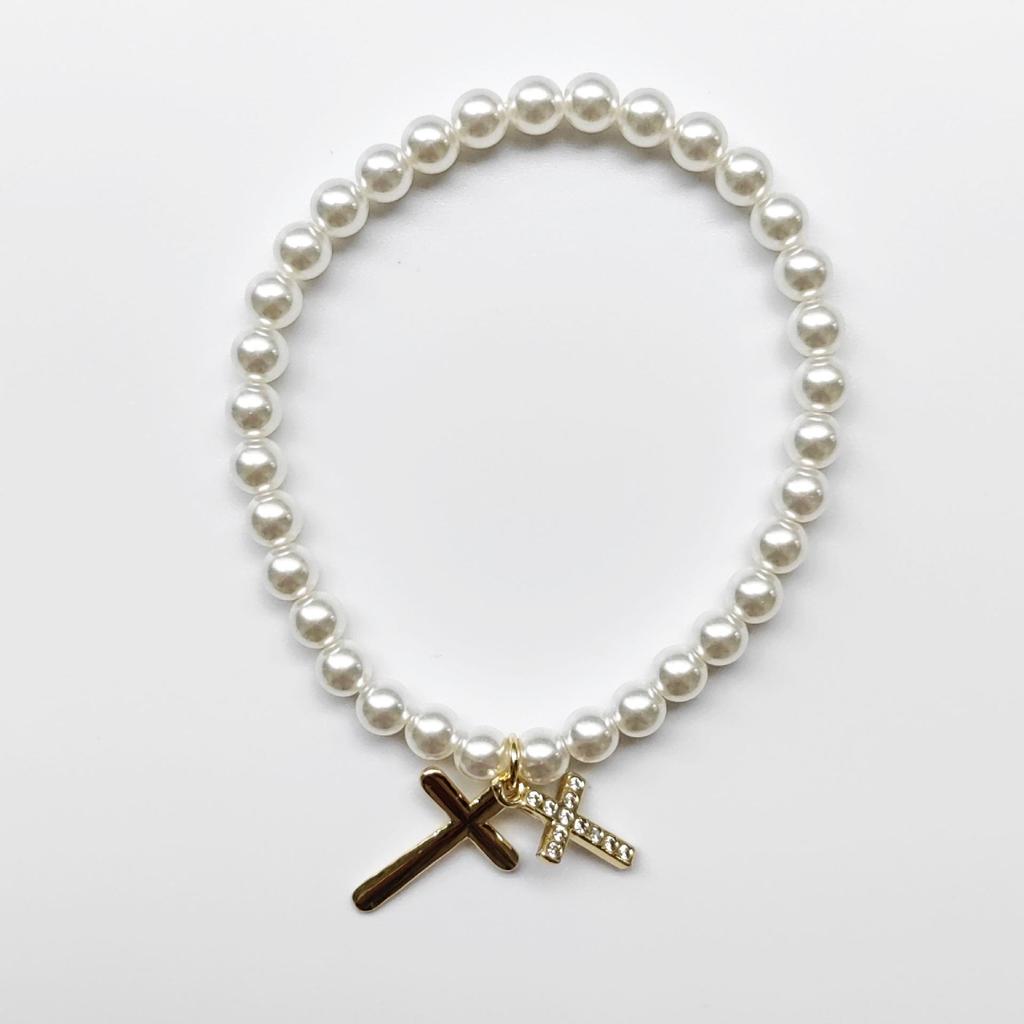 Elegant Elastic Faux Pearl Bracelet for Women - Versatile French Classic Style Jewelry