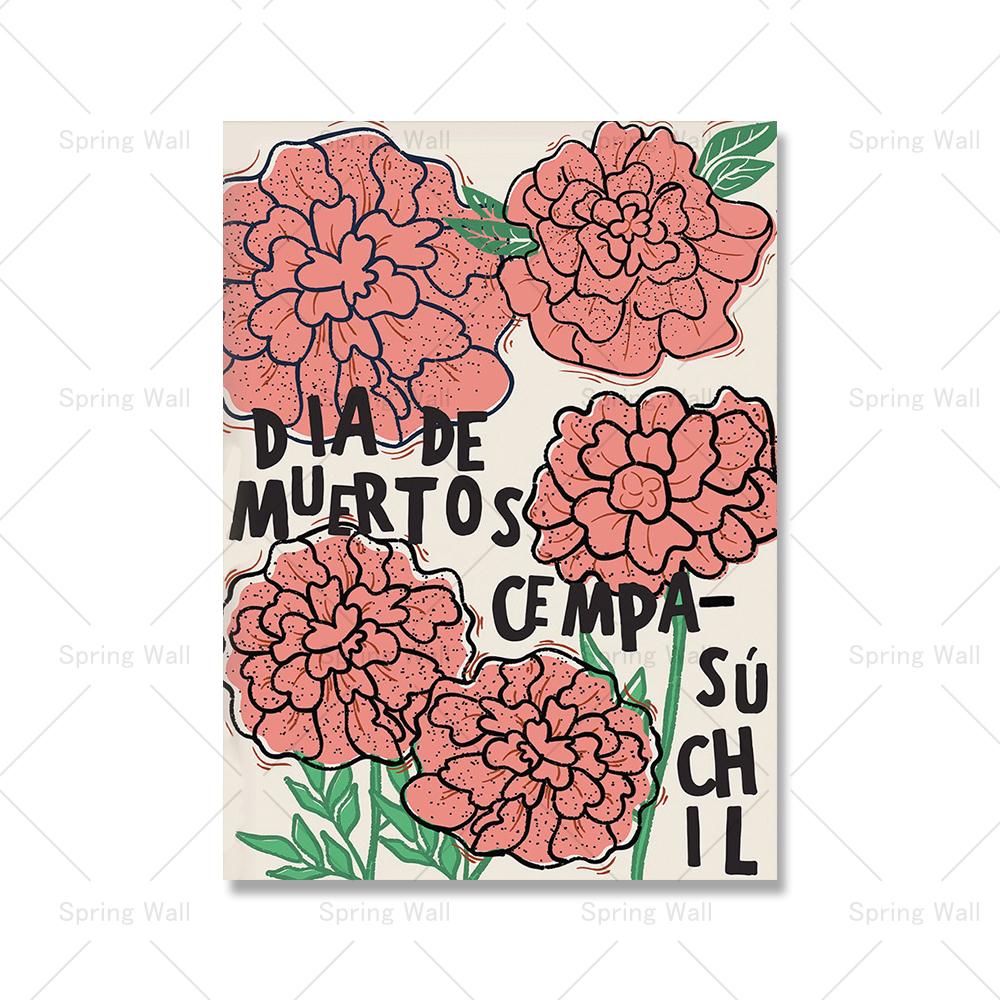 Vintage Mexican Cactus Tiger Flower Culture Wall Art Canvas Painting Travel Poster And Prints Wall Picture For Living Room Decor
