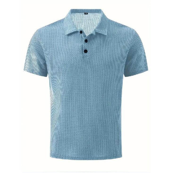 New Trendy Men'S Summer Collar Paul T-Shirt Men'S Heavy Oversize Solid Color Casual Short Sleeve