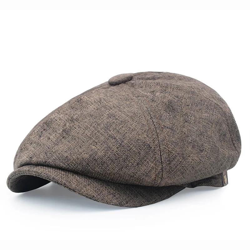 Wool Newsboy Cap Men Grey Herringbone Flat Caps Women Men British Painters Hat Soft Autumn Winter Hats Octagonal Cap BLM09