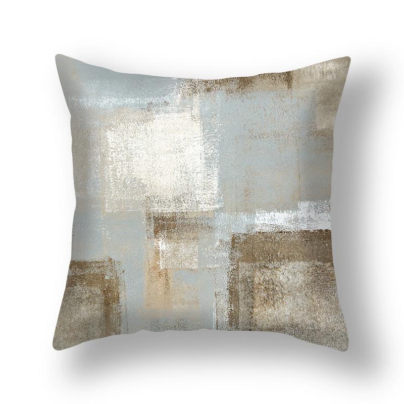 Ins Style Contrast Color Pillow Cover Polyester Printing Simple Versatile Sofa Pillow Living Room Decoration Chair Cushion