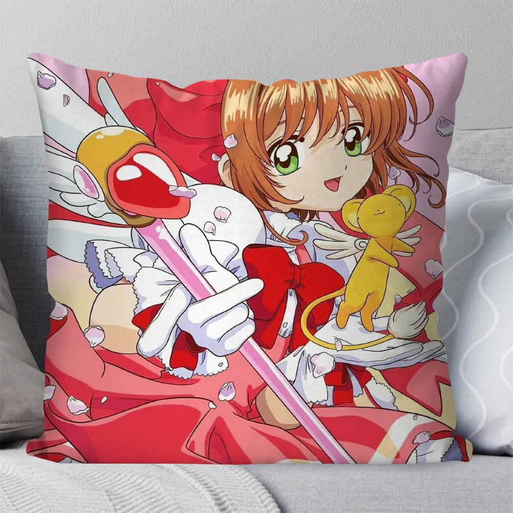 1pc C-Cardcaptor S-Sakura Magical Girl Manga Pillow Case Square Pillow Bedroom Sofa LeisureCar Living Room Home Decoration 40X40