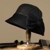 Hat Lady Autumn and Winter Middle-aged Elegant Bow Woolen Top Hat Fashion Thermal Basin Hat Versatile Bucket Hat
