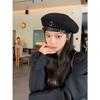 Black Beret Female Autumn and Winter Bud Hat Ins Face Flat Top Painter Hat Ins