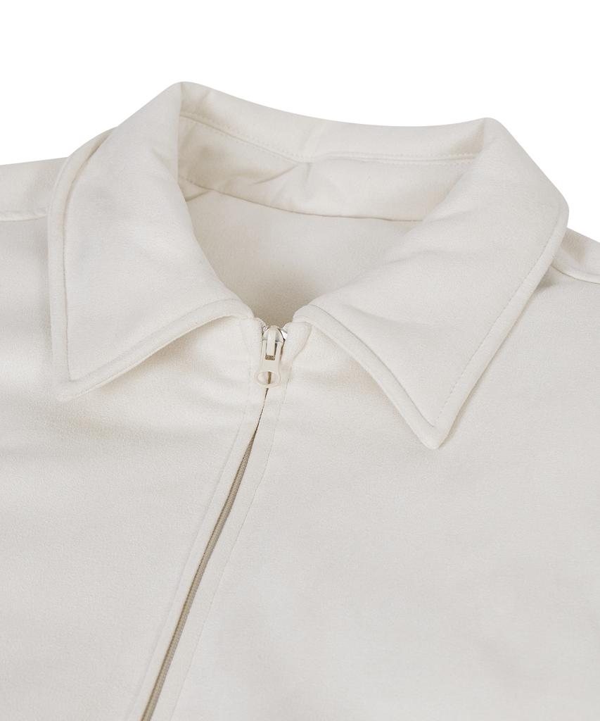 Standarderror 87-Stan103 Utility Collar Balloon Suede Short Padded Jacket Ivory