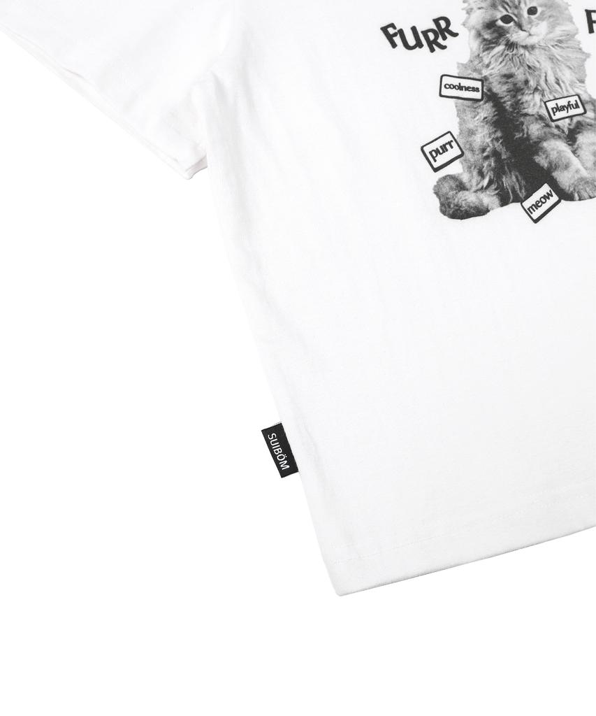 SUIBOM Fur Ever Friend Crop T-Shirt - Off-White