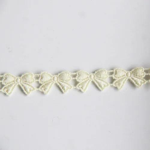 2Yard/Lot Bowknot Embroidered Water Soluble Lace Ribbon DIY Apparel Sewing Fabric Black White Handmade Crafts 1cm Wide