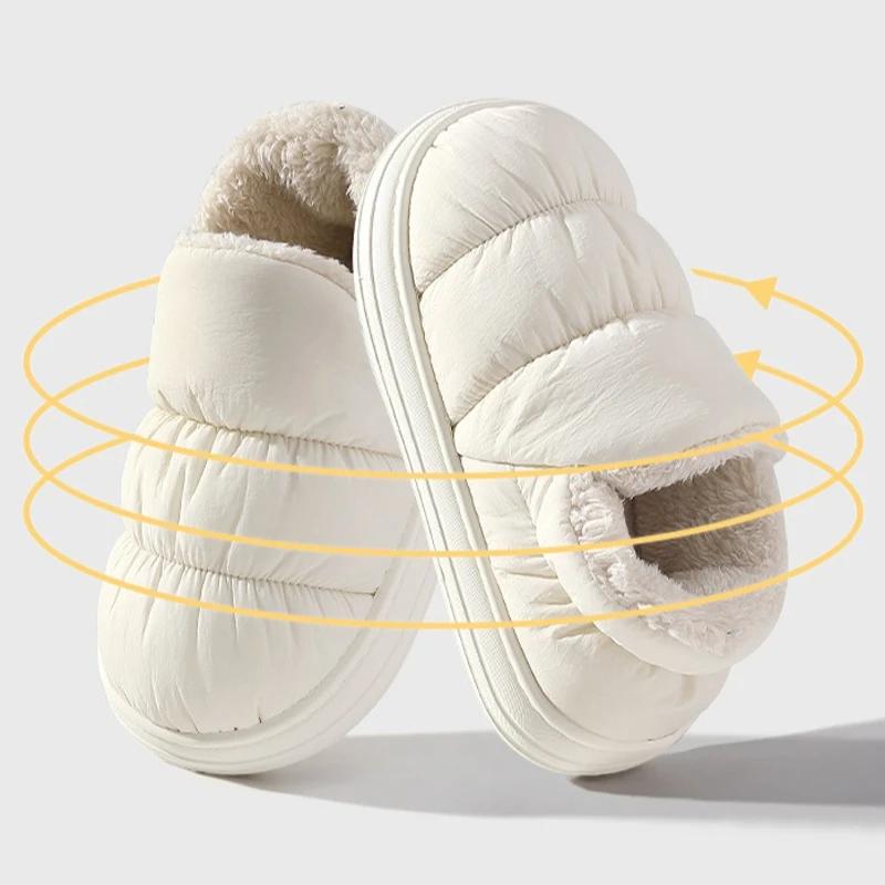 Fashion House Fuzzy Slipper Boots Women Winter Warm Fur Plush Indoor Lazy Female Thermal Furry Home Room Shoe Funny Flat Flip Flop Men