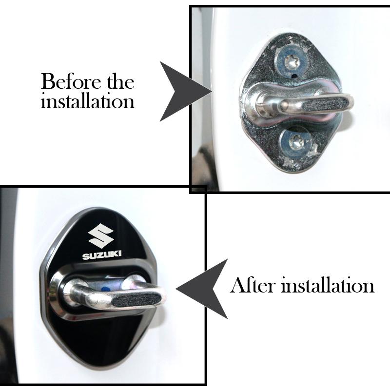 HECQ4 4 PCS/Set Fashion Stainless Steel Car Covers Door Lock Protecting Cover For Suzuki Vitara jimny SWIFT SX4