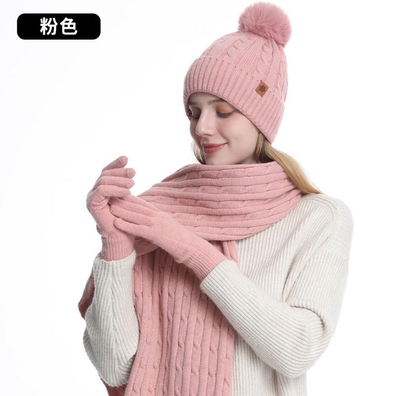 Winter Warm Knit Hat Scarf Gloves Set Women - Acrylic Twist 3-Piece Cold Weather Accessory