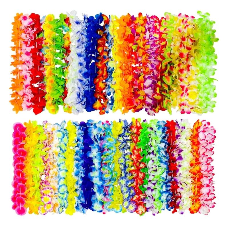 Vibrant Colorful Hawaiian Lei Necklace For Tropical Themed Parties Birthday Celebrations Beach Event