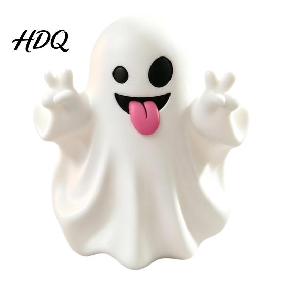 Small Vinyl Ghost Statue Halloween Cute Figurine Mini Cartoon Statue Little Spooky Yet Adorable Decor Desktop Ornament for Tiered Tray Home