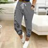 Sommer Damen Kleine Blume Patchwork Print Jogginghose Lockerer Schnitt Kordelzug Jogginghose Elastischer Bund Tägliche Lässige Hose