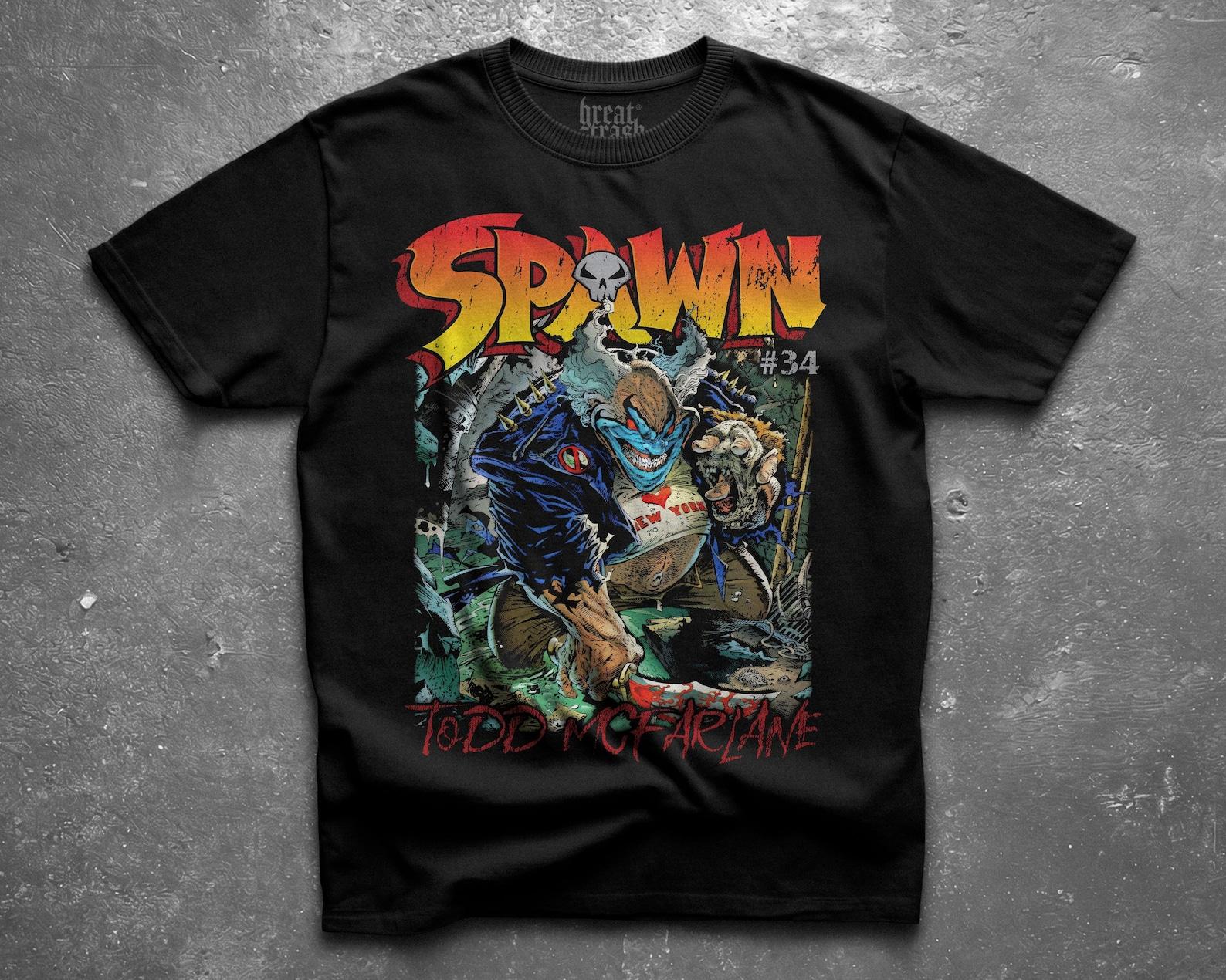 Vintage Spawn Comic Shirt, Violator Clown Todd McFarlane Graphic Tee, 90s Retro Comic Book Tshirt, Dark Horror Hero Apparel, Goth Streetwear M