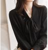 Women's Versatile Chiffon Bow Tie Lace Long Sleeve Shirt