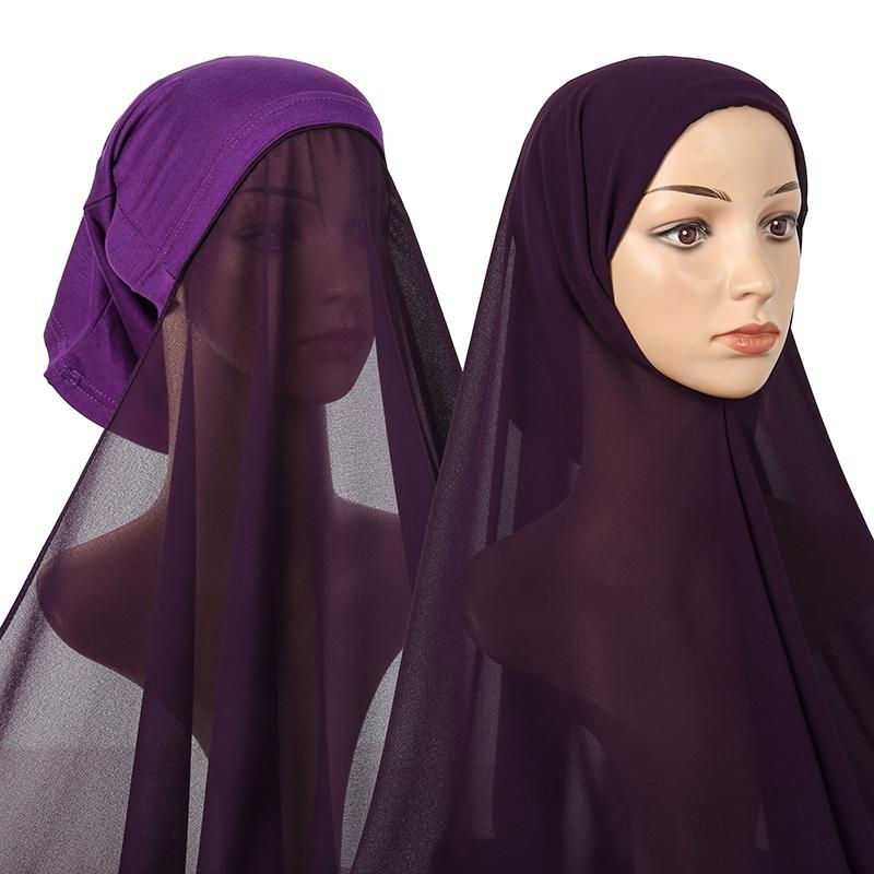 Newest Underscarf Instant Chiffon Hijab Jersey Bonnet Headscarf Long Shawl Scarf Women 1PC Retail