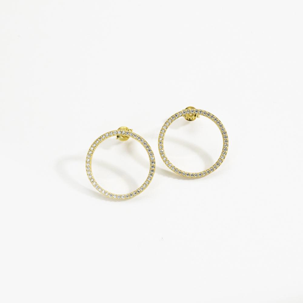 ANDYWEN Prata de Lei 925 Ouro Círculo Grande Zircônia Cúbica Cravejada Brinco Clipe Joalheria Fina de Luxo Cristal Redondo Mulheres Clipes Joias