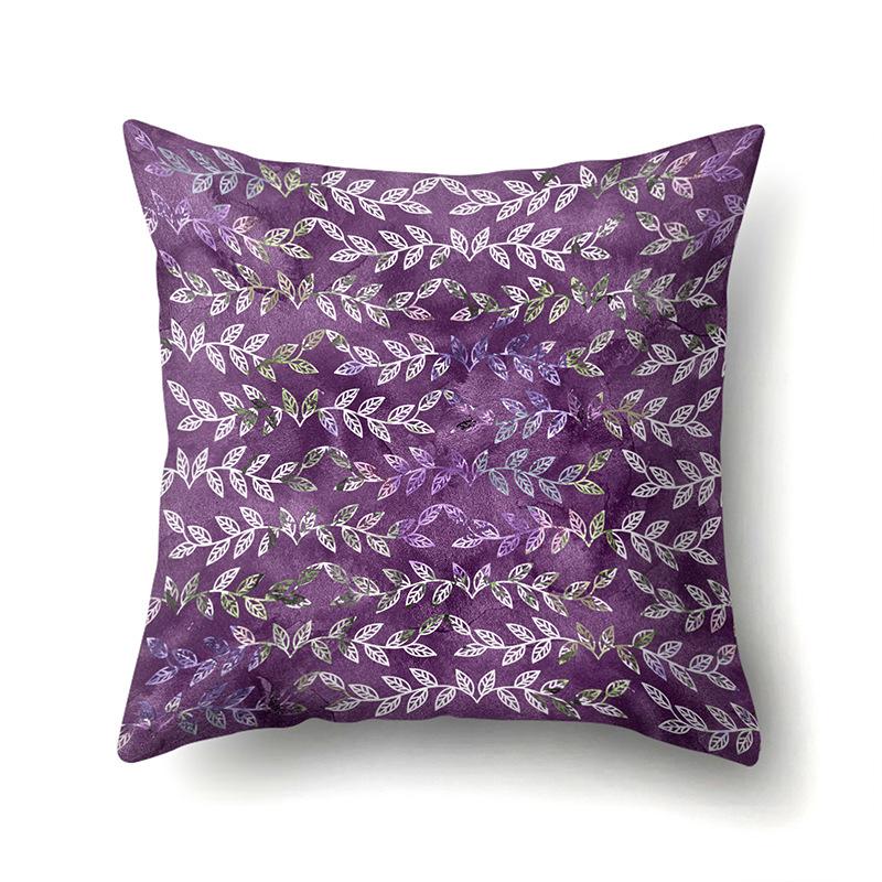 Purple Flower Pattern Polyester Single-sided Pillowcase Home Sofa Pillowcase Living Room Bedroom Cushion Cover