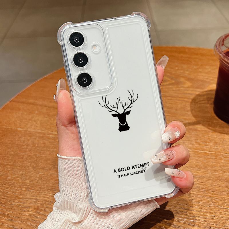 

Прозрачный чехол с рисунком оленя для Samsung S25 Ultra S24 FE S23 S22 A56 A36 A16 A55 A15 A35, тонкий, мягкий, силиконовый, противоударный чехол-бампер Samsung A52 / A52s
