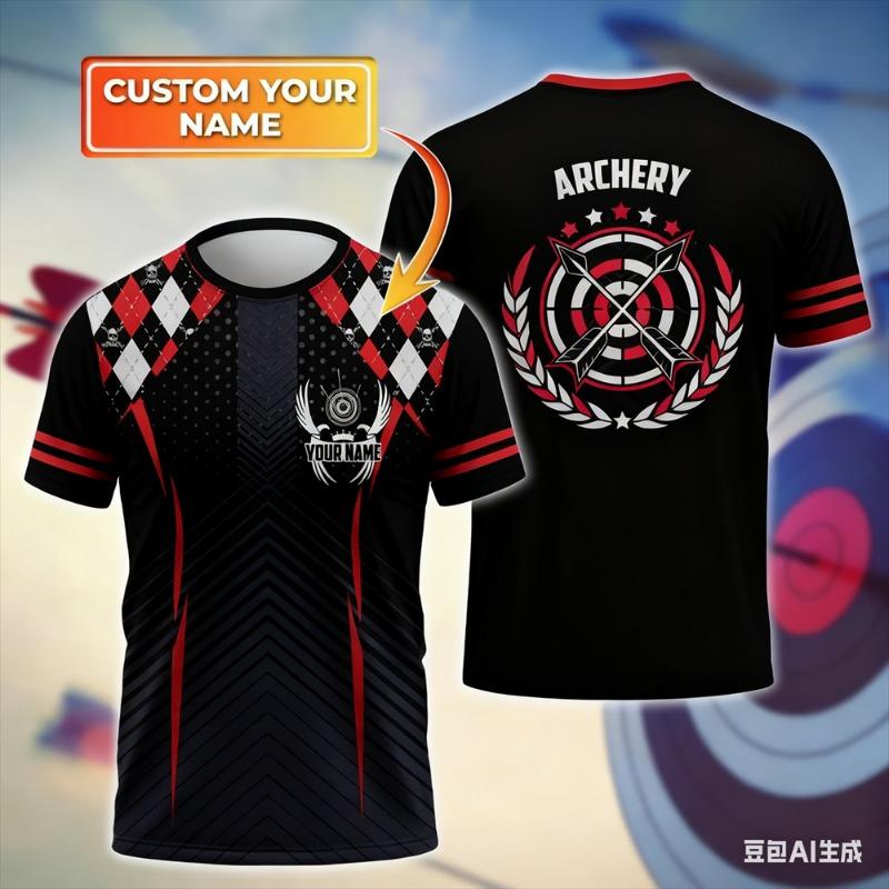 Lustige Herren-T-Shirts Mode Personalisierter Name Kurzarm-Tees Lässige O-Ausschnitt Lockere Oberteile Bogenschützenverein Teamkleidung