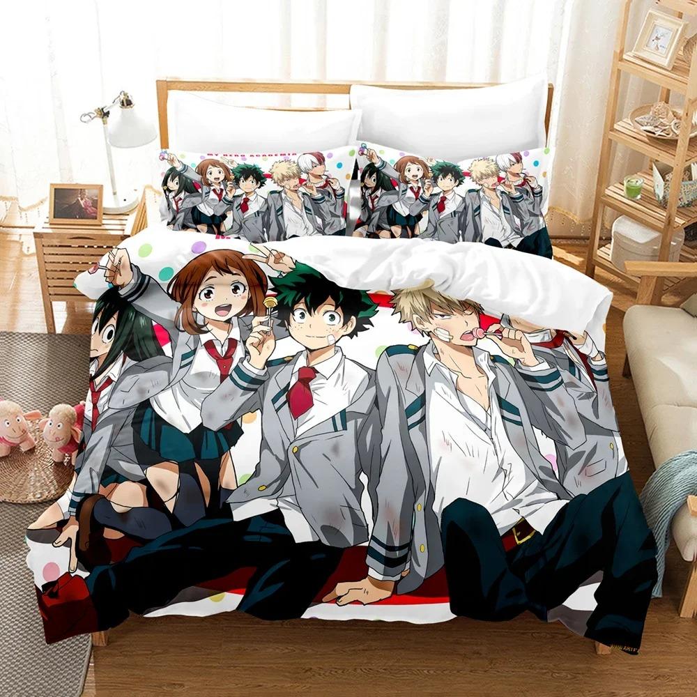 Neues My hero academia Bettwäsche-Set Einzelbett Twin Full Queen King Size Kawaii Bett-Set Erwachsener Kind Schlafzimmer Bettbezug-Sets 3D Anime