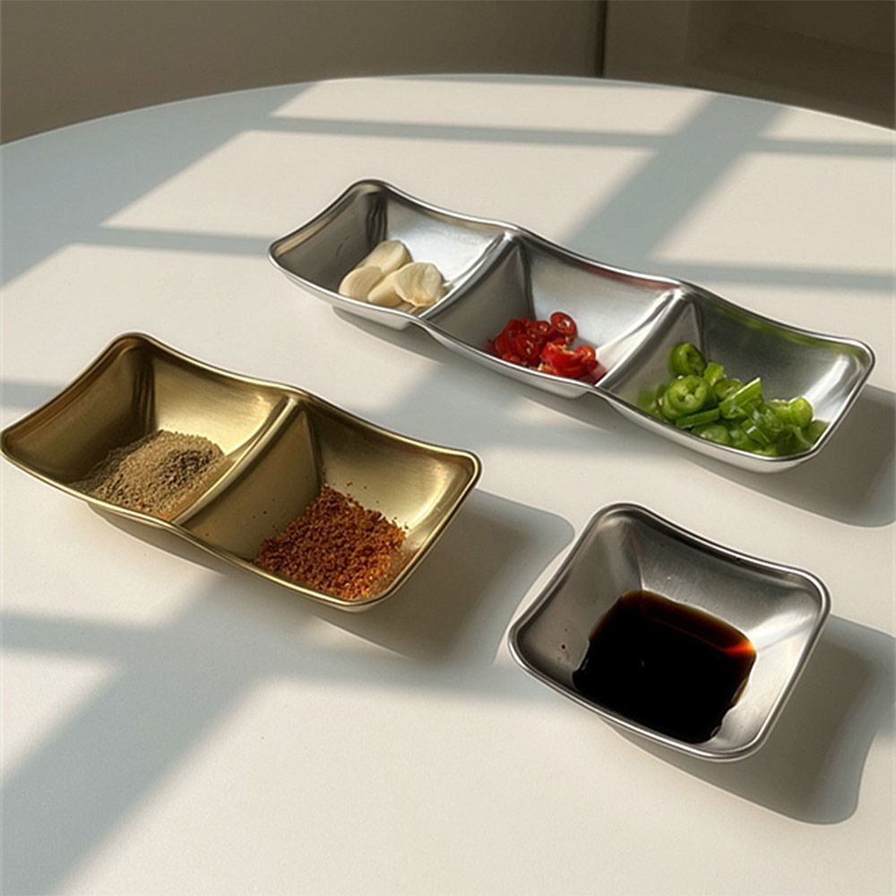 1/2/3 Grids Sauce Plate 304 Stainless Steel Tableware Korean Style Seasoning Dish  Home Resturant
