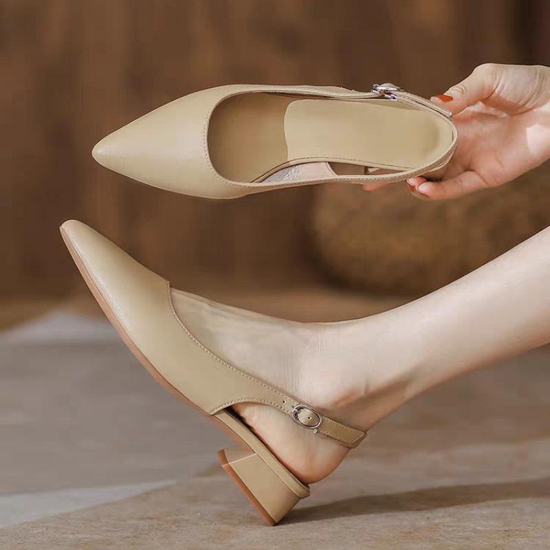 

Summer new fairy style fashion bag head sandals Internet celebrity personality versatile with skirt high heel sandals pointed women s shoes 40