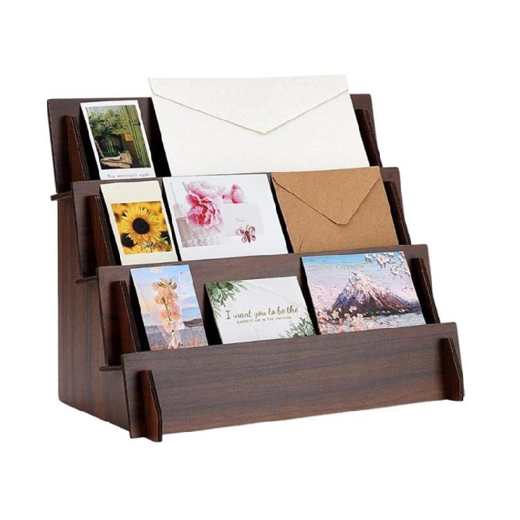 Space Saving Wood Card Holder With Tiers Shelves To Keep Your Desk Organized