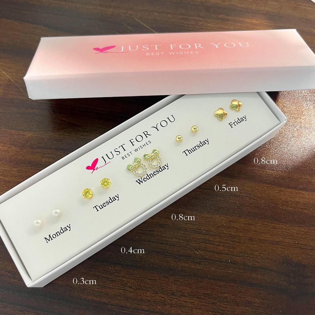 Weekly Gift Box: Star, Moon, Butterfly & Flower Bow Stud Earrings for Girls