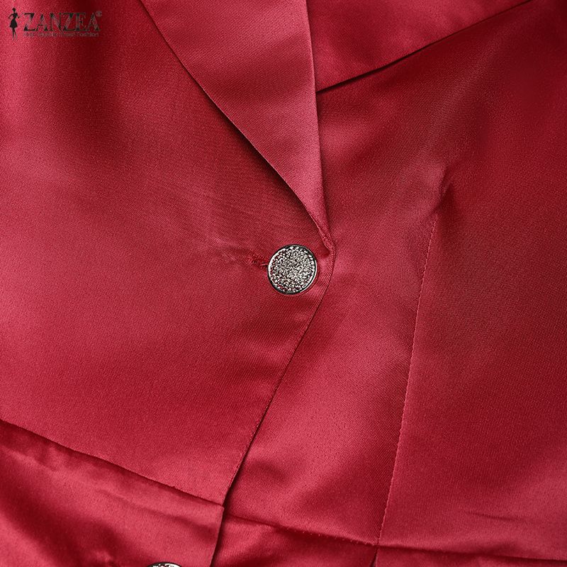 ZANZEA Women Casual Turn Down Collar 3/4 Sleeve Elegant Dress