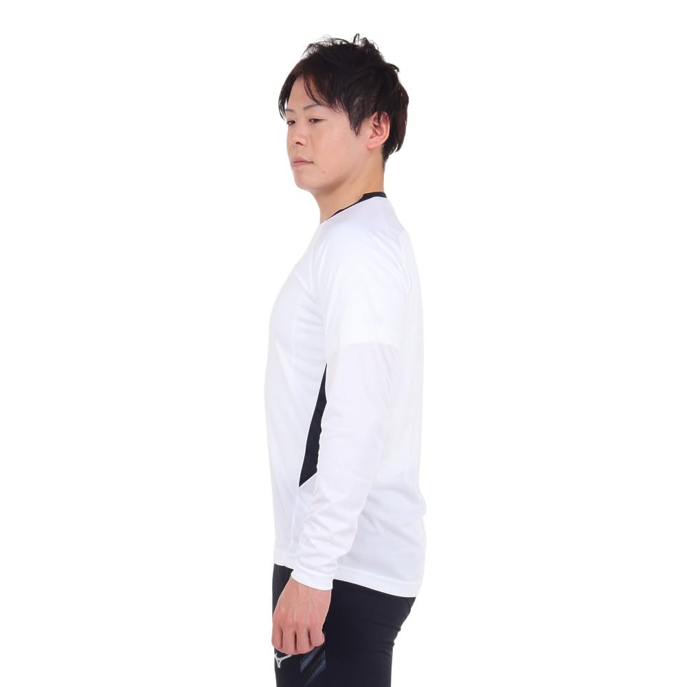 Mizuno Football Wear Long Sleeve Field Size S Shirt, Moisture-Wicking, Quick-Drying, White, (P2MAA505)