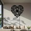 Metal Wall Art Heart with Flower, 3D Sculpture for Garden Bedroom Living Room, Romantic Gift for Couples, Outdoor Indoor Home Decor