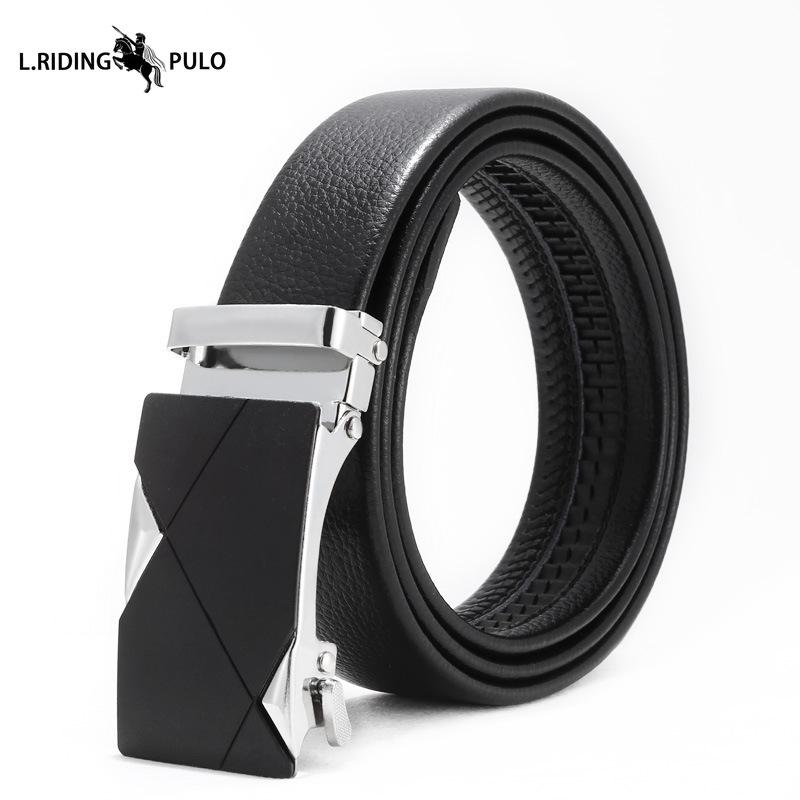 

Мужской кожаный ремень с автоматической пряжкой, деловой ремень в корейском стиле, креативный, для досуга, универсальный, износостойкий, подарочный ремень 125cm