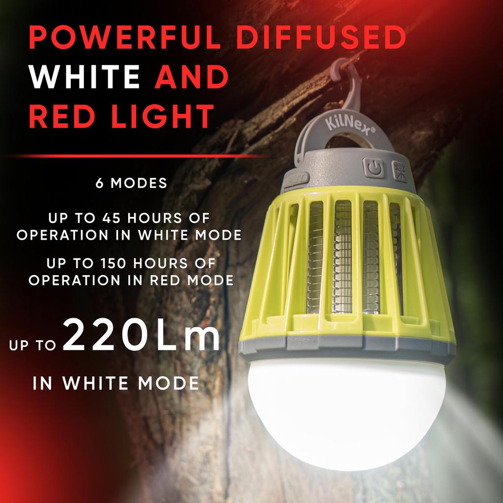 Powerful camping lamp "white light + red 2600" Kilnex (ip 67)