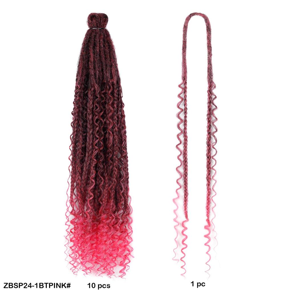 10 Stück/Los Häkelhaar Afro Göttin Böhmische Box Braids 24 Zoll Gehäkelte Box Braids mit River Locs Lockigen Enden Haar Synthetische Zöpfe