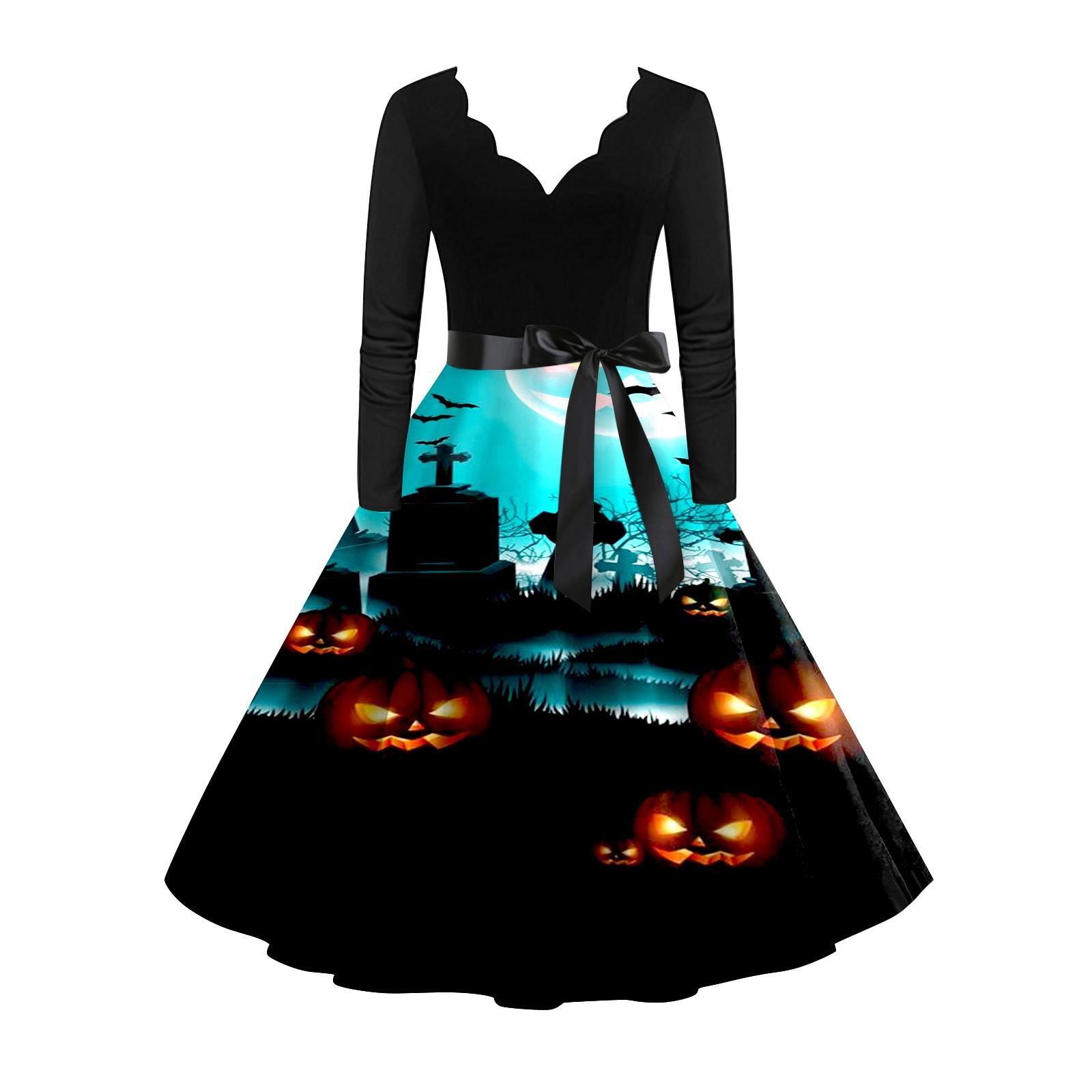 Платье с расклешенным принтом на Хэллоуин для женщин — фото 3