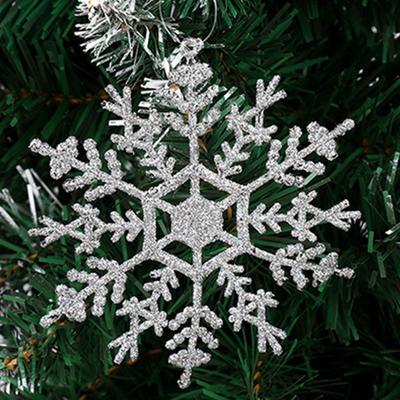 36Pcs Christmas White Snowflake Ornaments Wall Stickers Glass Window Sticker Gold Silver Christmas Tree Hanging Pendant