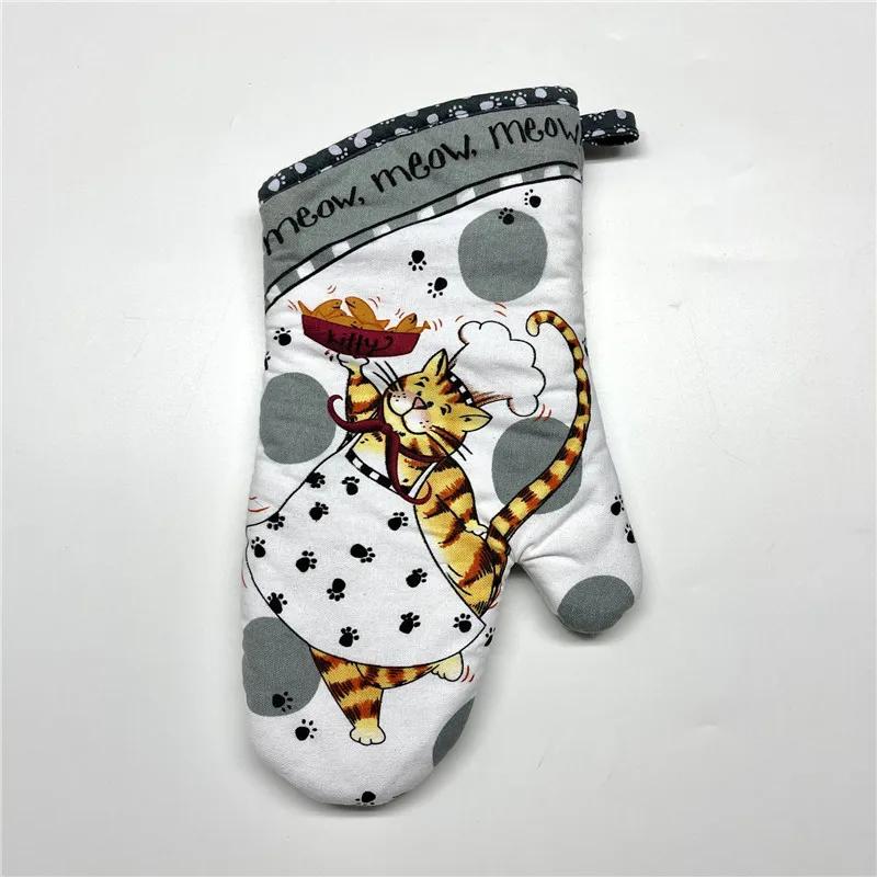 1Pc 18x33cm Cotton Retro Printed Thicken Kitchen Baking Oven Mitts Anti-Hot Microwave Insulation Glove Pad