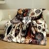 Bohemian Cow Skull Blanket Bedroom Blanket for Livingroom Couch Lunch Break Soft Throw for Friend's Festival Gift