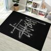 Black Star Texture White Signature Logo Area Rug Non Slip Mat, Dark Starry Street Graffiti Carpet for Living Room Bedroom Decor