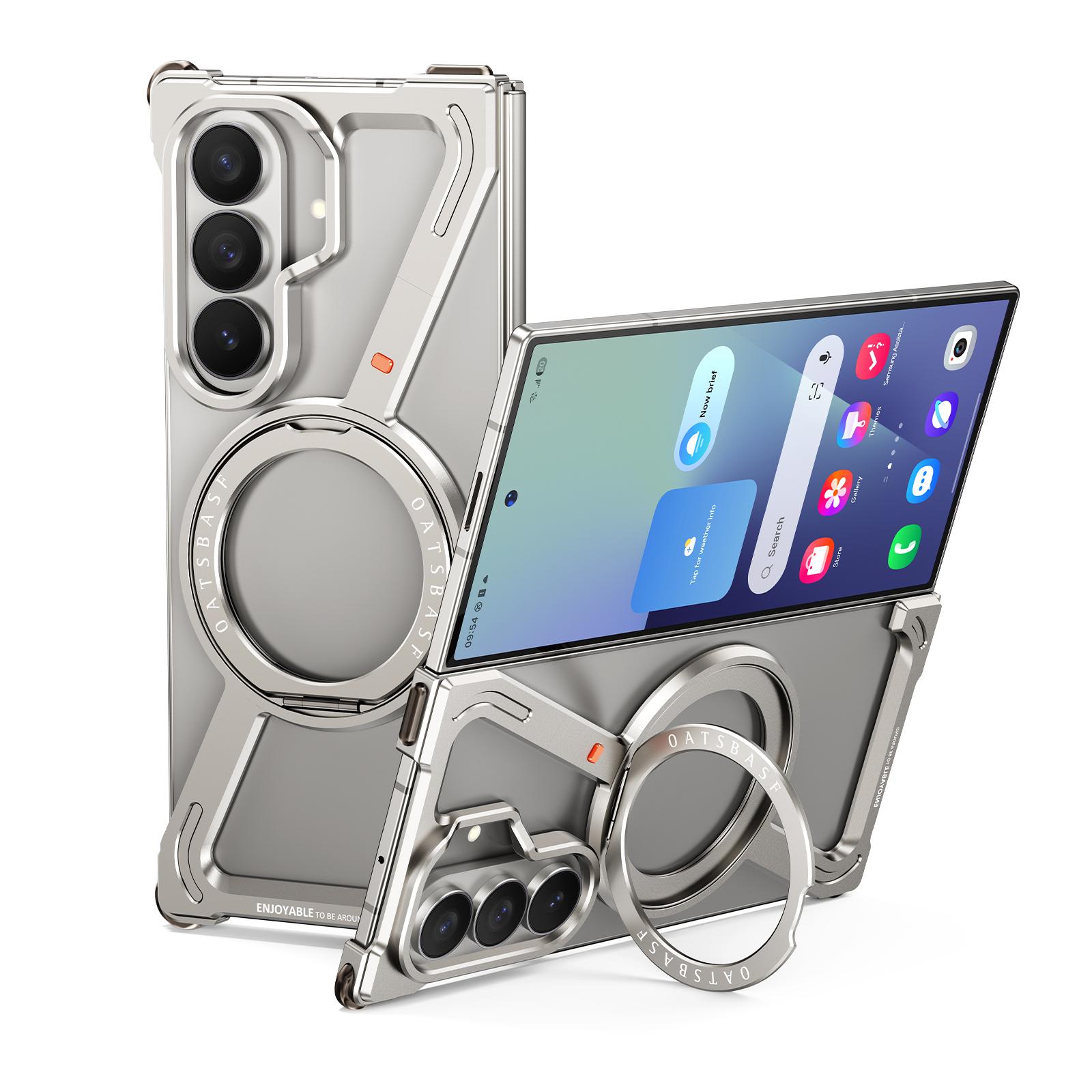 

Oatsbasf Магнитный металлический чехол для телефона Samsung Galaxy Z Fold 7 с вращающимся на 360° кольцом-подставкой, противоударный бампер Galaxy Z Fold7