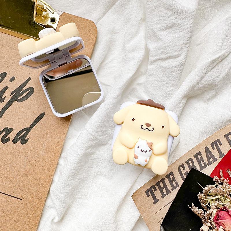 Cartoon Cute Puppy Mobile Phone Airbag Bracket Wind Back Sticker Retractable Flip Mirror Portable
