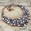 Rainbow Moonstone Necklace Electroformed Copper Necklace Adjustable Chain Necklace Swiss Blue Topaz And Rose Quartz Rough Gemstone Necklace