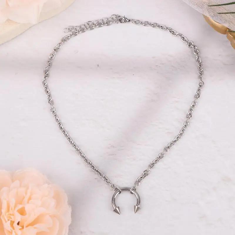 Retro Hip-hop Style Titanium Steel Necklace Party Punk Rivet Pendant Unisex Choker Gothic Y2K Jewelry