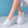 Women Genuine Leather Wedges Casual Shoes Loafers Soft Nurse Work Shoes Breathable Comfortable Non-slip White Nursing Shoes