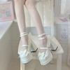 Fashion Sweet Pink Lace Bow Brand Mary Jane Shoes Women Fashion Ankle Strap Star Buckle Design Heels Cute Princess Lolita Dress Shoes